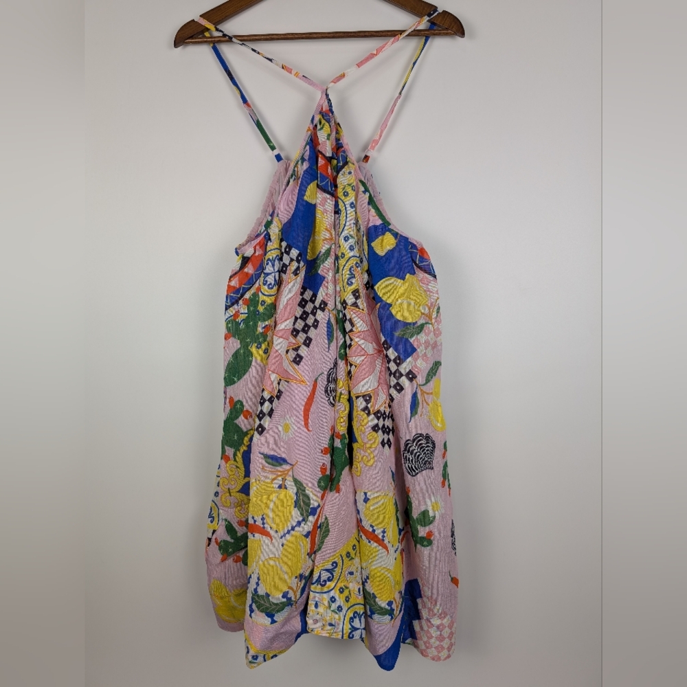 Maeve Printed Halterneck Swing Mini Dress XL Tugboat Printshop Colorful Vibrant - Picture 2 of 14